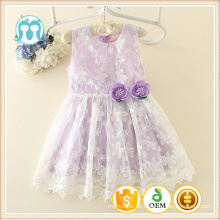 Spitze Baumwollgewebe für Baby Kleidung lila Blumenmädchen Kleider Designer einteiliges Partykleid